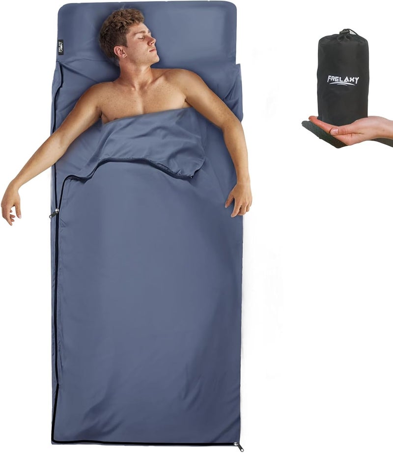 Frelaxy Sleeping Bag Liner, XL Travel Sheet & Camping Sheet for Backpacking, Hotel, Hostels & Traveling, Comfy & Easy Care, Full-Length Zipper/No Zipper, 4 Seasons Warm Cold Weather - Image 1